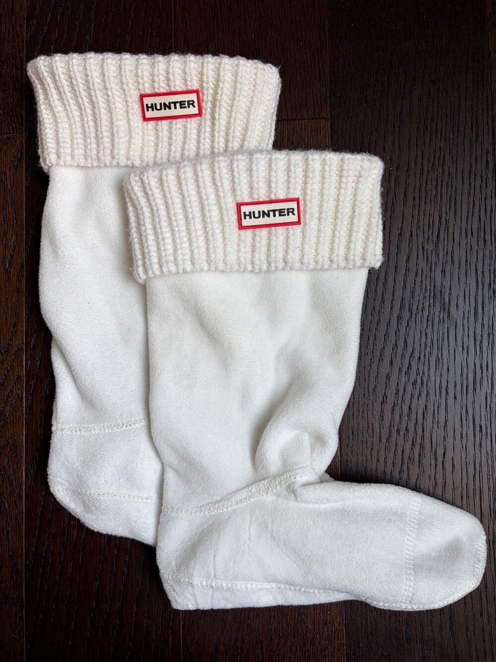 Hunter Women's Half Cardigan Stitch Boot Socks (White) - Size Large